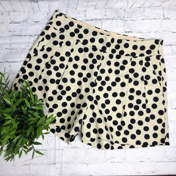 J. Crew Pants - J. Crew Black Polka Dot Pleated Shorts Size 2